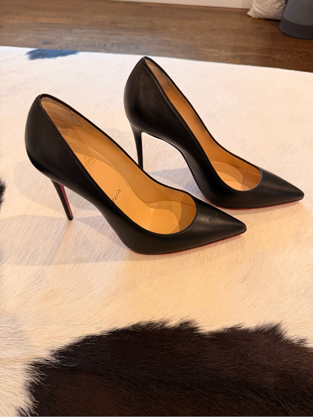 Christian Louboutin Black Pointed-Toe Stiletto Pumps with Red Sole